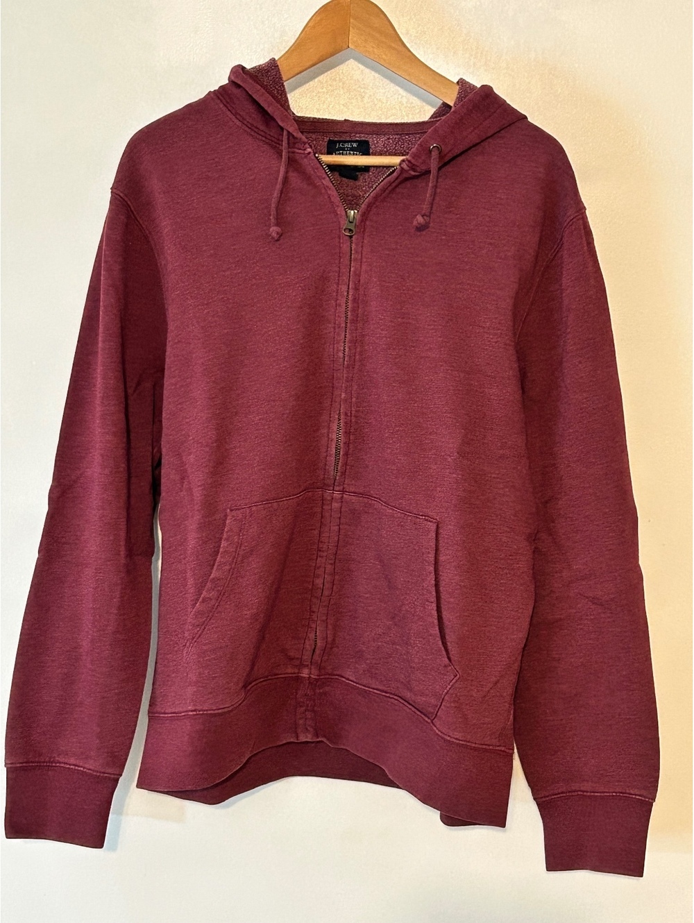 J.Crew Authentic Fleece Burgundy Full Zip Hoodie XL